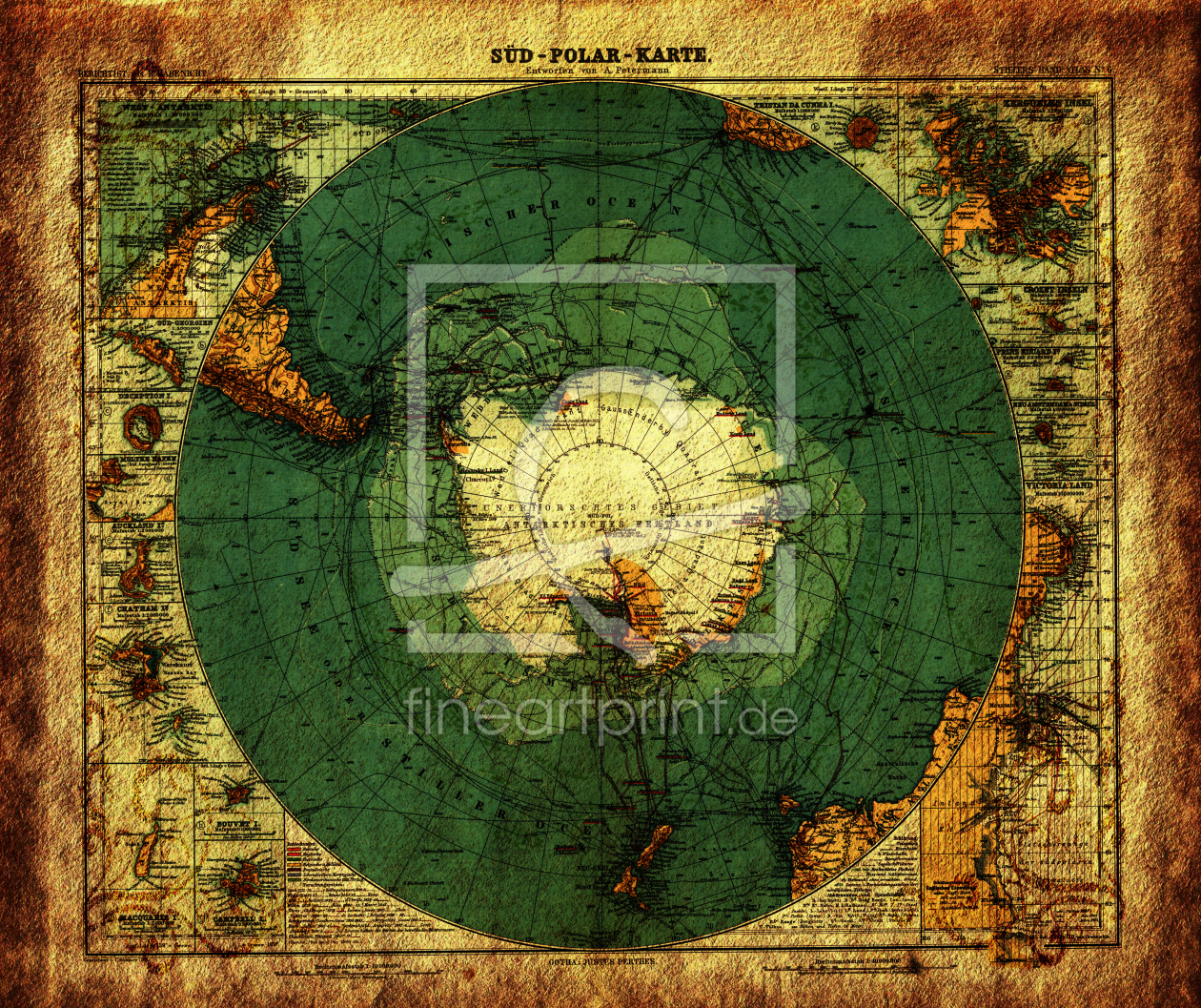Bild-Nr.: 11336229 Antarktis Landkarte Weltkarte Karte erstellt von artefacti