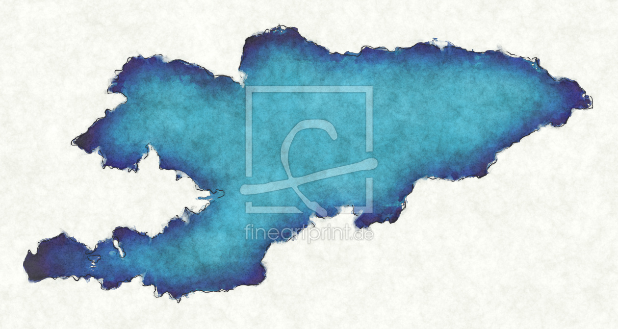 Bild-Nr.: 12427790 Kirgisistan Landkarte in blauen Wasserfarben erstellt von imenhard