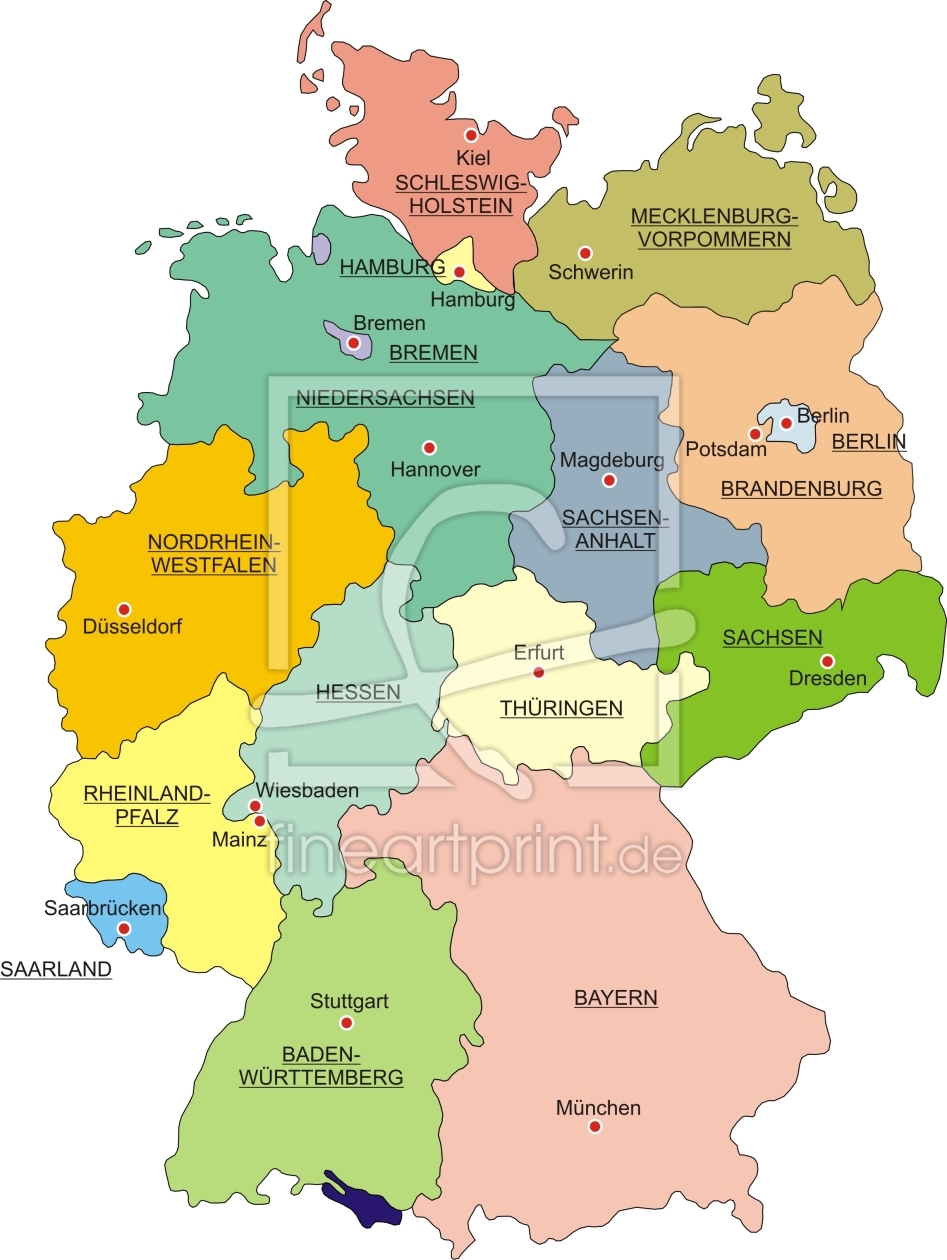 Bild-Nr.: 9545004 Karte Bundesrepublik Deutschland erstellt von Toenne