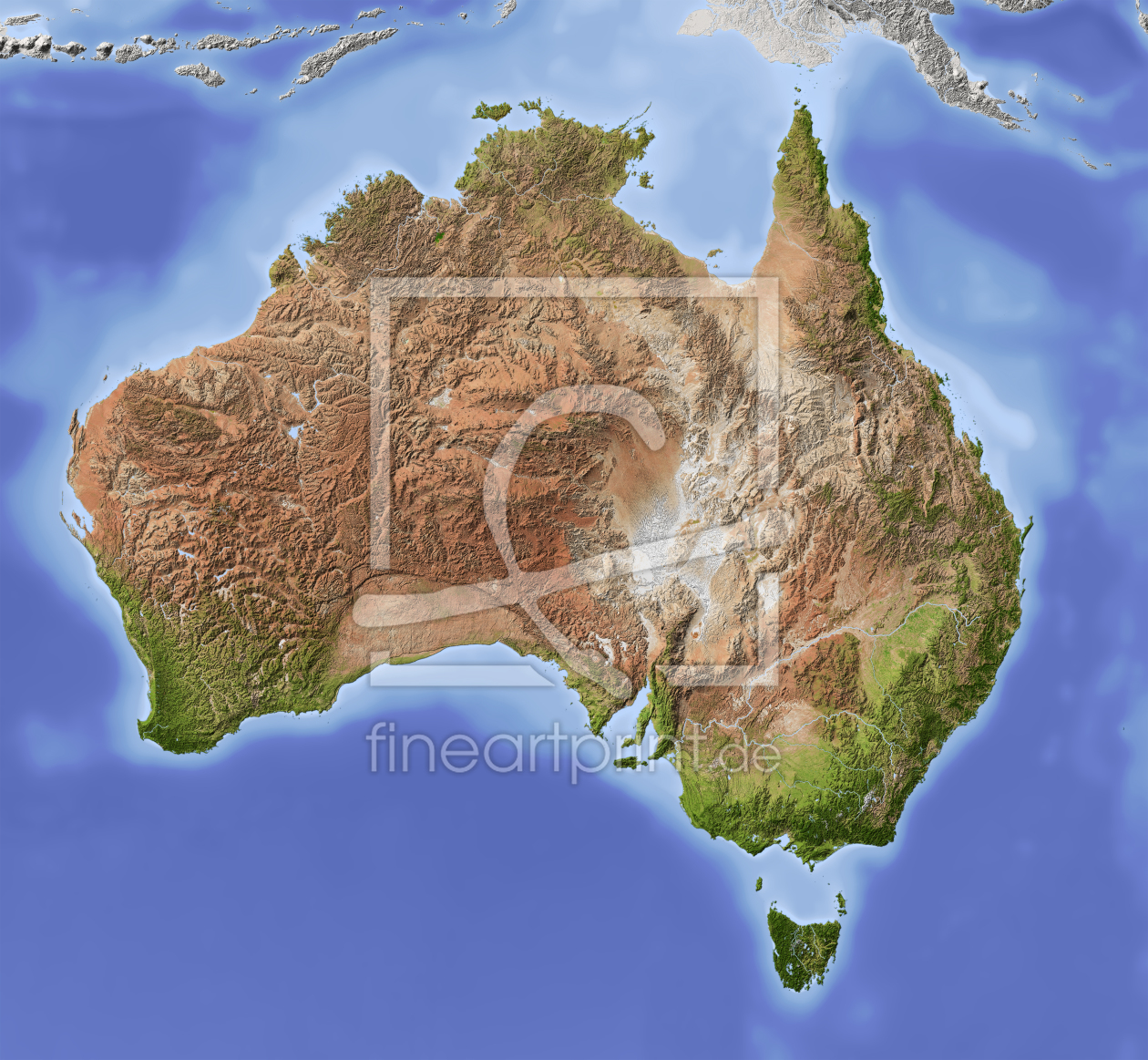 Bild-Nr.: 9995435 Australien, Reliefkarte in natürlichen Farben erstellt von AridOcean
