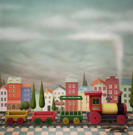 Imaginary toy  train  and the city/10155381
