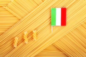 uncooked spaghetti with an Italian flag /10484702