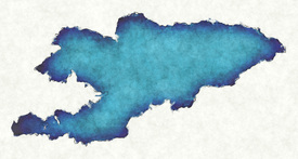 Kirgisistan Landkarte in blauen Wasserfarben/12427790