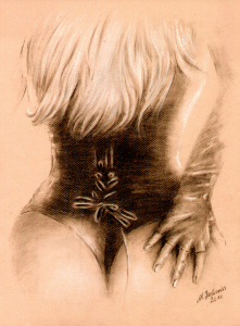 Bild-Nr: 9835280 Frau in Dessous - erotische Zeichnungen Erstellt von: Marita Zacharias
