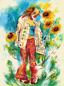 Bild-Nr: 11241388 Clown mit Sonnenblumen Erstellt von: Barbara  Tolnay