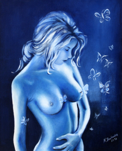 Bild-Nr: 11483279 Akt in Blau - erotische Malerei Erstellt von: Marita Zacharias