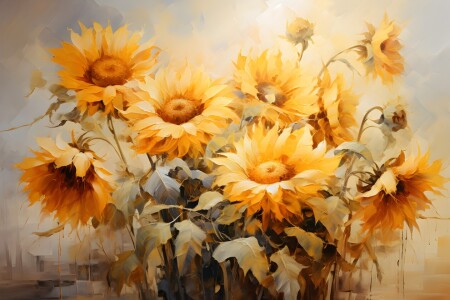 Bild-Nr: 12745970 Sonnenblumen Malerei KI 1 Erstellt von: Heike  Hultsch